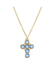 Blue Channel Cross Pendant Necklace