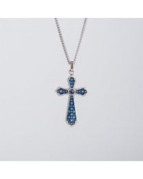 Blue Cross Pendant with 18" Chain