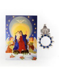 Blue Miraculous Medal Rosary Ring 