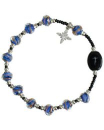 Blue Murano Glass Rosary Bracelet 
