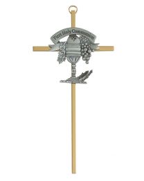 7" Brass 1st Communion Cross with Chalice