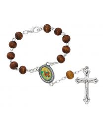 Brown Wood St. Christopher Auto Rosary 