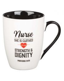 Ceramic Strength & Dignity Nurse Coffee Mug - Proverbs 31:25