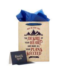 Desires of Your Heart Large Portrait Gift Bag with Card Set - Psalm 20:4