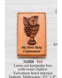 First Communion Mahogany Keepsake Box