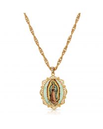 Floral Filigree Lady of Guadalupe Pendant Necklace
