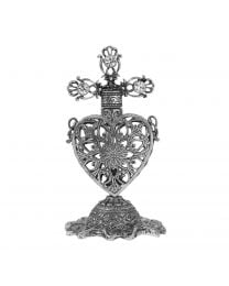 Floral Heart Crystal Cross Perfume Bottle & Stand