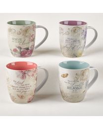 Floral Inspirational 4pc Mug Set