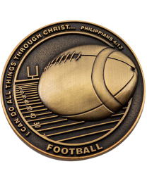 Football Team Antique Gold Plated Sports Coin - Philippians 4:13