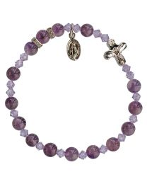 Genuine Amethyst Rosary Bracelet 