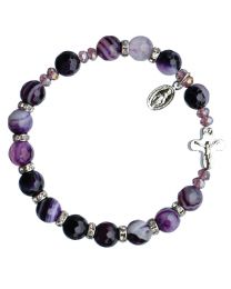 Genuine Purple Agate Rosary Bracelet