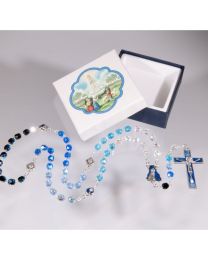Glass Bead Our Lady of Fatima Rosary with Enameled Beads