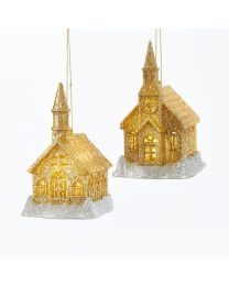 Gold and Silver Glitter LED Church Ornaments