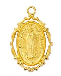 Gold on Sterling Silver Our Lady of Guadalupe Medal on 18" Chain