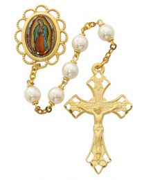 Gold Plated Pearl Our Lady of Guadalupe Rosary