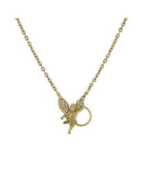 Gold-Tone Angel Crystal Badge & Eyeglass Holder Necklace