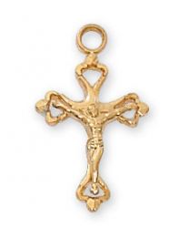 Gold on Sterling Silver Crucifix on 16" Chain 