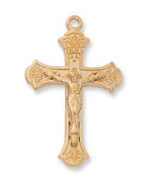 Gold on Sterling Silver Crucifix on 18" Chain 