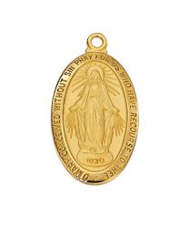 Gold on Sterling Silver Miraculous Medal on 18" Chain 