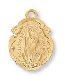 Our Lady of Guadalupe Gold on Sterling Silver Medal on 18" Chain