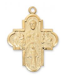 Gold/Sterling Silver 4-Way Cross Medal 