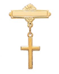 Gold on Sterling Silver Cross Baby Pin