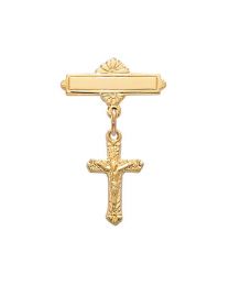 Gold on Sterling Silver Crucifix Baby Pin