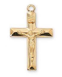 Gold/Sterling Silver Crucifix on 18" Chain
