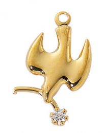Gold/Sterling Silver Dove with Cubic Zirconia