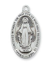 Gold on Sterling Silver Miraculous Medal on 18" Chain