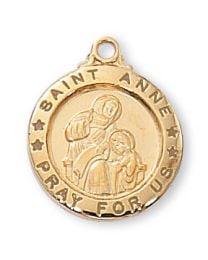 St. Anne Gold on Sterling Silver Medal on 18" Chain