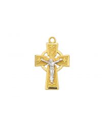 Gold/Sterling Silver Two Tone Celtic Crucifix