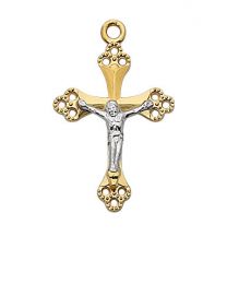 Gold/Sterling Silver Two Tone Crucifix