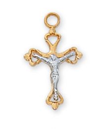 Gold/Sterling Silver Two Tone Crucifix 