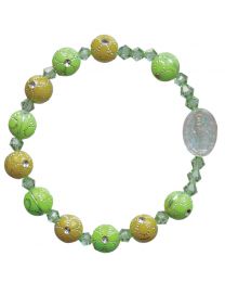 Green Flower Acrylic Children's Rosary Bracelet 