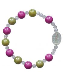 Green & Pink Acrylic Children's Rosary Bracelet 