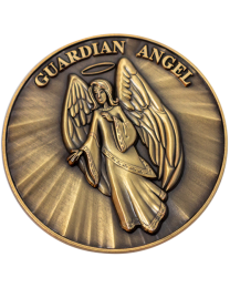Guardian Angel Antique Gold Plated Challenge Coin