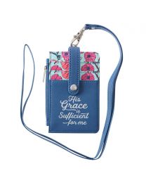 His Grace is Sufficient Faux Leather ID Card Holder