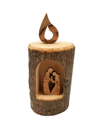 Holy Land Olive Wood Candle Nativity Log
