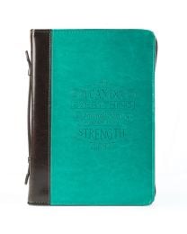 I Can Do Everything Turquoise & Brown Faux Leather Bible Cover - Philippians 4:13