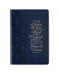 I Know The Plans Floral Trellis Blue Faux Leather Classic Journal - Jeremiah 29:11