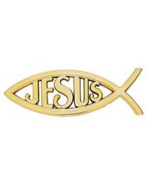 Jesus Ichthus Auto Emblem - Gold