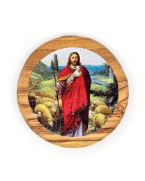 Jesus The Good Shepherd Olive Wood Icon Magnet