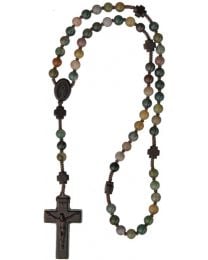 Jujube Wood & Genuine Multicolor Onyx Rosary