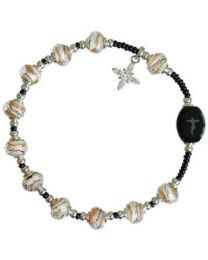White & Gold Murano Glass Rosary Bracelet