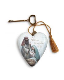 O Come Let Us Adore Him Art Heart Ornament