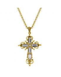 Octagon Crystal Clear Cross Necklace