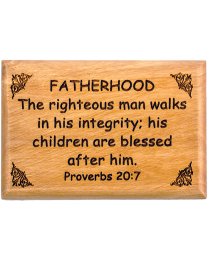 Olive Wood Magnet, Fatherhood - Proverbs 20:7