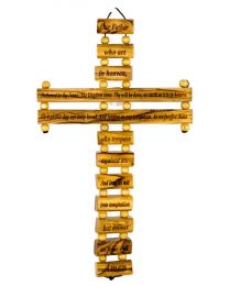 Olive Wood Tile Cross - Our Father Prayer