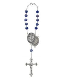 Our Lady of Lourdes Blue Crystal Auto Rosary